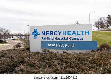 Fairfield, Ohio, USA - December 28, 2021: Mercy Health - Fairfield Hospital Sign In Fairfield, Ohio, USA. 