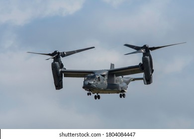 Fairford, Gloucestershire / England - July 2019: V22 Osprey Aircraft Displaying The Ability Of The Aircraft Over The Skies Of Fairford, Gloucestershire