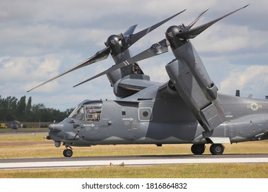 Fairford, Gloucestershire / UK - July 2015: A Bell-Boeing CV-22B Osprey Tiltrotor Military Aircraft