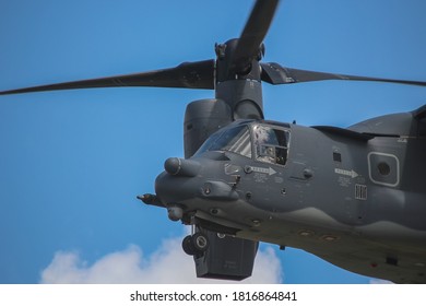 Fairford, Gloucestershire / UK - July 2015: A Bell-Boeing CV-22B Osprey Tiltrotor Military Aircraft