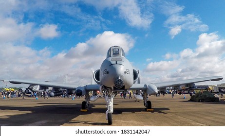 Fairford, Gloucestershire / UK - July 2015: A Fairchild-Republic A-10C Thunderbolt "Warthog" attack aircraft