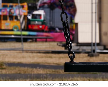 Fairground Chair Swing Ride At Fun Fair Medium Shot Selective Focus