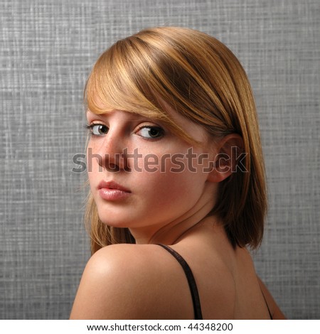 Similar – Image, Stock Photo shy? Woman Adults T-shirt