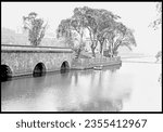 Fairmount Dam, Waterworks and Gazebo, Philadelphia Landmarks, c. 1900, Vintage Photogrph