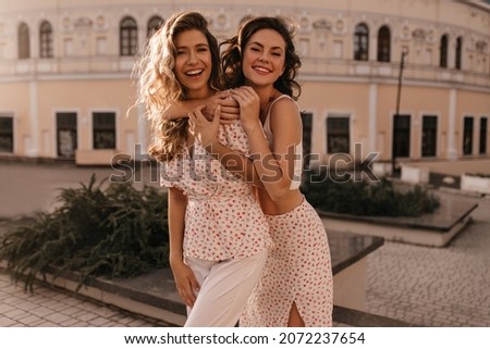 Similar – Image, Stock Photo Two pretty young woman having fun on the seaside