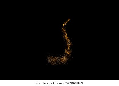 Fairy Gold glowing dust tale. Magic abstract background isolated. Miracle and Magic with Golden glitter Heart 