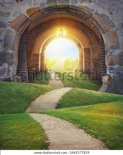 Paysage Feerique Enchante Avec Route Et Photo De Stock Modifiable