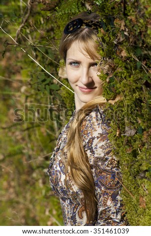 Similar – Close up portrait of happy blonde girl