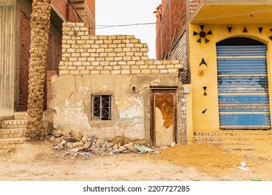 Faiyum, Egypt. A Small Brick And Stucco Building In Faiyum.