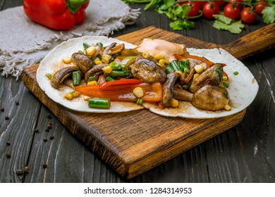 Fajitas Vegetarian On Plate