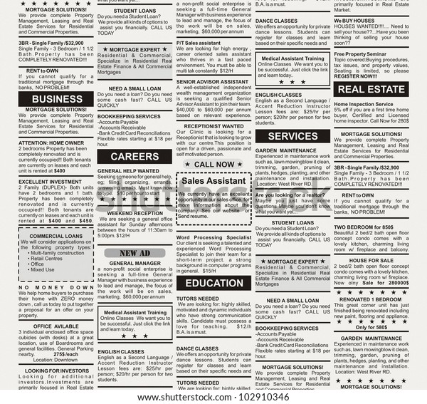 Fake
Classified Ad, newspaper, business
concept.