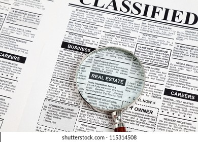 Fake Classified Ad, Newspaper, Real Estate Concept.