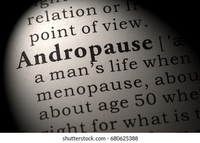 Fake Dictionary, Dictionary definition of the word Andropause. including key descriptive words. - Shutterstock ID 680625388