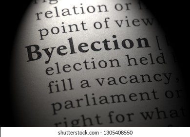 Fake Dictionary, Dictionary definition of the word byelection. including key descriptive words. - Shutterstock ID 1305408550