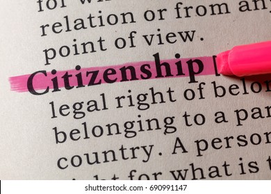 Fake Dictionary, Dictionary definition of the word citizenship. including key descriptive words. - Shutterstock ID 690991147