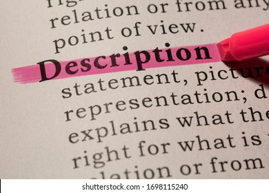 Fake Dictionary, Dictionary definition of word description. - Shutterstock ID 1698115240