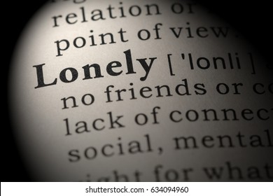 Fake Dictionary, Dictionary definition of the word lonely. including key descriptive words. - Shutterstock ID 634094960