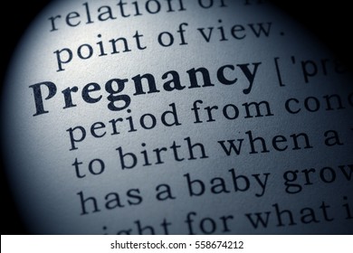 Fake Dictionary, Dictionary definition of the word pregnancy. including key descriptive words. - Shutterstock ID 558674212