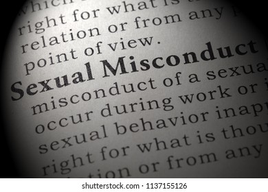 Fake Dictionary, Dictionary Definition Of The Word Sexual Misconduct. Including Key Descriptive Words.