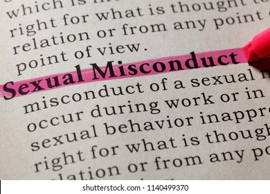 Fake Dictionary, Dictionary Definition Of The Word Sexual Misconduct. Including Key Descriptive Words.