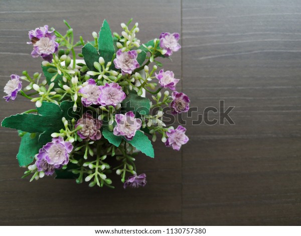 Fake Flowers Vases On Wood Background Stock Photo Edit Now