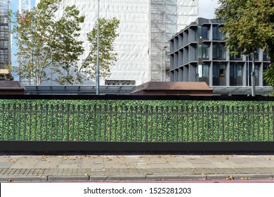 Fake Hedge Hoarding Protects Public From Works At The Construction Site And Building Works