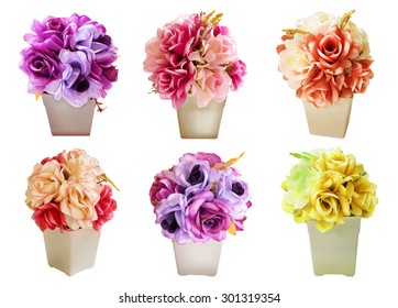 Fake Rose Flower,plastic Flowers Isolated On White Background