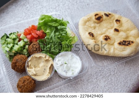 Falafel with Salad and Pita for lunch