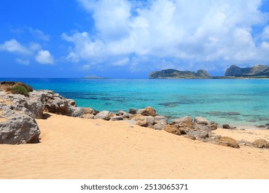 Falassarna Beach of Crete Island, Greece. Mediterranean landscape in May. - Powered by Shutterstock