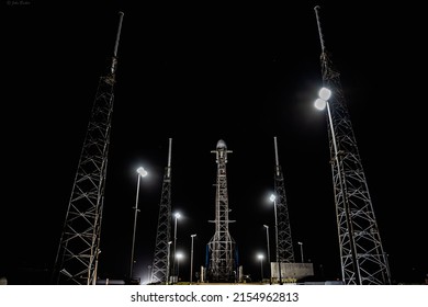 The Falcon 9 Ready For Launch At Night