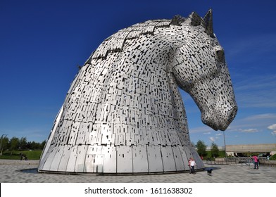 FALKIRK, SCOTLAND - May 15, 2019: The Kelpies Sculpture By Andy Scott In Helix Park 