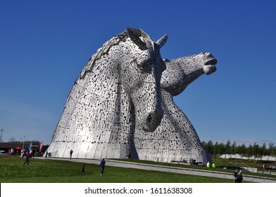 FALKIRK, SCOTLAND - May 15, 2019: The Kelpies Sculpture By Andy Scott In Helix Park 