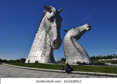 FALKIRK, SCOTLAND - May 15, 2019: The Kelpies Sculpture By Andy Scott In Helix Park 