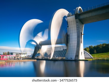 The Falkirk Wheel, The Largest Boat Lift Of Its Kind In The World, Connecting Two Canals In Scotlands Central Belt.