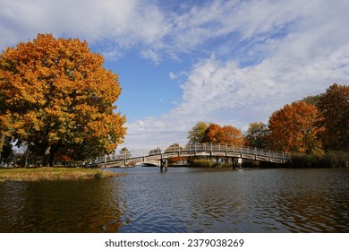 Fall autumn season at Fond du Lac Lakeside park. 