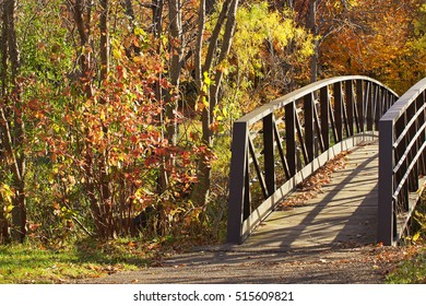 Fall Bridge At French Regional Park In Plymouth, MN.