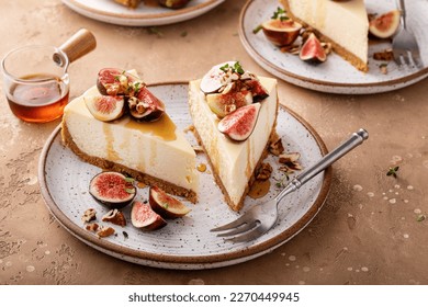 Fall cheesecake with figs, pecan nuts and maple syrup - Powered by Shutterstock