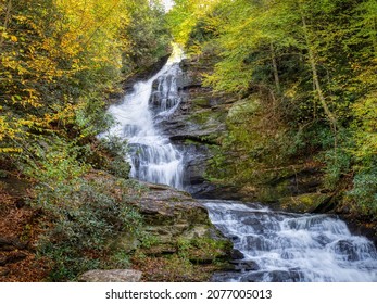 Fall Color Around Mud Creek Falls In Sky Valley In Rabun County Georgia  USA