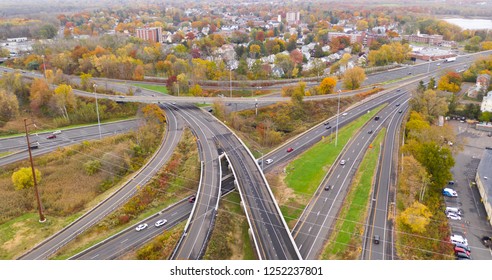 Fall Color Fills The Tress Around The Urban Landscape Of East Hartford Connecticut In New England