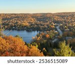 Fall color in forset lookout tower , Huntsville, Ontario , Canada. Autum in Canada stock photo.