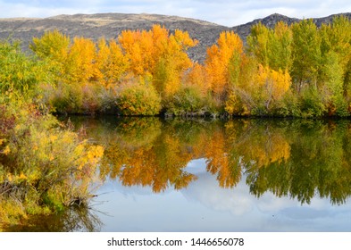 Fall Color Reflections Along The Okanogan River Near Malott, Washington