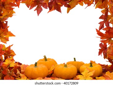 Autumn Leaves Pumpkins Border Frame Background Stock Illustration ...