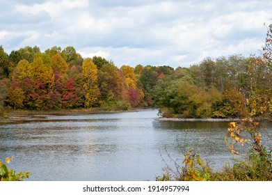 Fall Colors On Lake Front In Frederick, Maryland