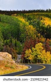 Fall Colors On A Road To The Rocky Mountain National Park, Estes Park, Colorado, USA