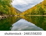 The Fall colors in West Virginia on a cloudy day