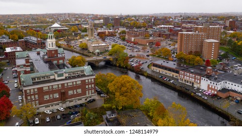 Fall Comes To The Trees And Landscape In The Downtown Urban Core Of Pawtucket Rhode Island