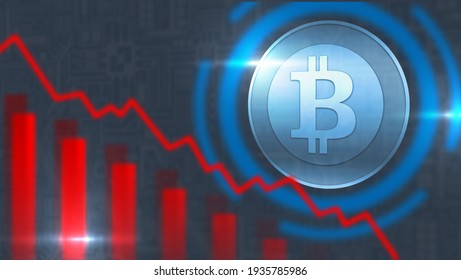 Fall of cryptocurrencies. Graph shows collapse of bitcoin. Bitcoin is constantly falling. Concept - declining trust in cryptocurrencies. Falling bitcoin rate in relation to other currencies. - Powered by Shutterstock - Get 15% off with code: PIKWIZARD15