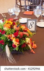 Fall Floral Centerpiece At Wedding Or Event