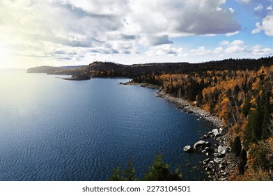 Fall foliage along the North Shore of Lake Superior in Northern Minnesota                               