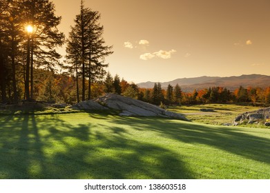 Fall Foliage Landscape, Stowe, Vermont, USA